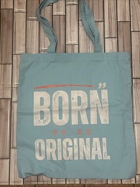 Born To Be Original Light Blue Canvas Tote Bag